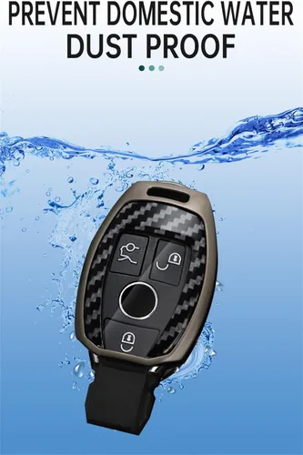Miniatura 7 de ontto Funda de llavero con patrón de carbono para Mercedes-Benz C E G S M GL CLS CLK G Class Metal Key Case Protección completa Elegante Chaqueta