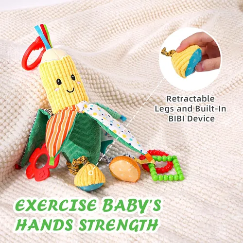 Miniatura 4 de Jollybaby Sonajeros de bebé, juguetes colgantes para asiento de automóvil, cuna, cochecito, gimnasio, juguetes sensoriales Montessori de felpa