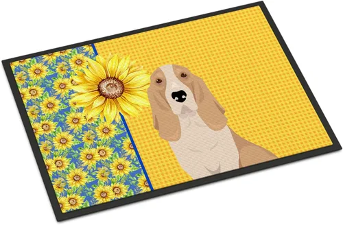 Miniatura 385 de Caroline's Treasures WDK5313MAT Airedale Terrier - Tapete para puerta delantera de 18 x 27 pulgadas, diseño de girasoles de verano, para entrada