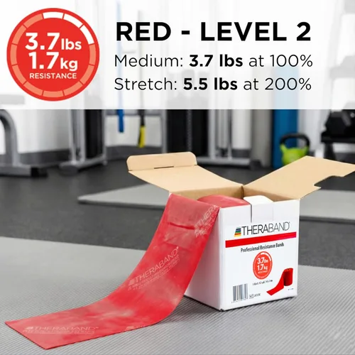 Miniatura 3 de Theraband Professional Bandas de Resistencia de látex para ejercicios de cuerpo superior e inferior, terapia física, pilates inferior, en casa, Rojo