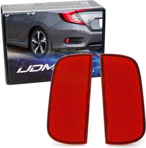 Miniatura 8 de iJDMTOY Lentes de reflector de parachoques trasero transparentes compatibles con Honda Civic Sedan/Coupé 2016-21 10ª generación, ensamblaje LH RH