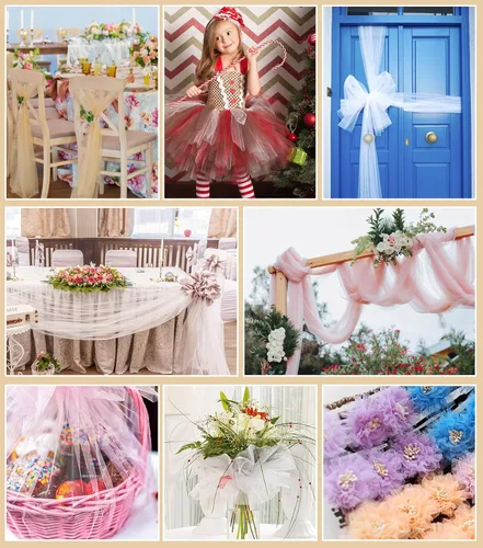 Miniatura 6 de Rollo de tela de tul, 54 pulgadas x 10 yardas (30 pies) de tul para decoración de boda, tutú de fiesta, telón de fondo, baby shower, faldas de mesa