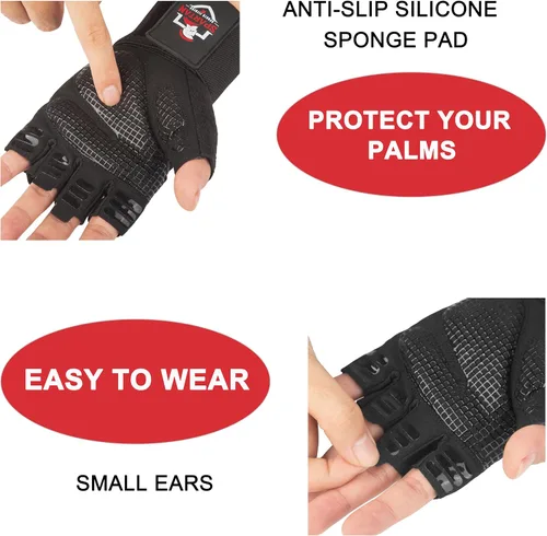 Miniatura 4 de Spartan Guantes de entrenamiento de gimnasio con soporte para muñeca para hombres y mujeres, protección completa de la palma, agarre antideslizante
