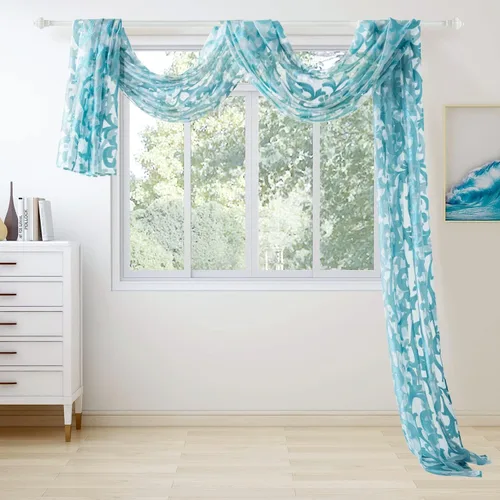 Miniatura 14 de NAPEARL Cenefa de cortina para ventana color beige, estilo europeo, de jacquard, decorativa, para arco de boda, cortina de cama transparente