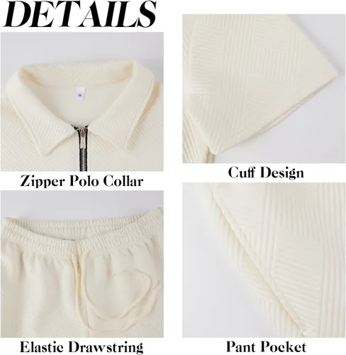Miniatura 5 de Aulemen Conjunto deportivo de 2 piezas con cremallera para hombre, manga corta, camiseta polo y pantalones cortos, conjuntos de verano para hombre