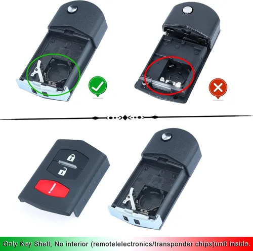 Miniatura 2 de Beefunny Reemplazo plegable Flip Shell Remote Key Case Fob 3 Botón para Mazda 3 5 6 RX8 CX5 CX7 CX9 (1)