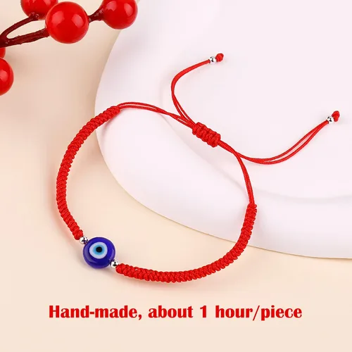 Miniatura 22 de Paquete de 2 pulseras hechas a mano con cuerda roja contra el mal de ojo, pulsera de joyería de ojo azul para mujeres, hombres, adolescentes