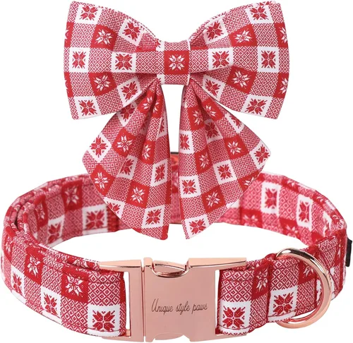 Miniatura 9 de Unique style paws Collar de perro de color verde sedoso, ajustable, duradero, con lazo para boda, collar de pajarita para cachorros y gatos pequeños