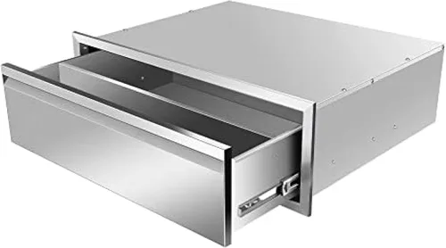Miniatura 16 de Cajones dobles de acero inoxidable de montaje empotrado con asas empotradas para cocinas al aire libre o isla de barbacoa, 30 pulgadas de ancho x