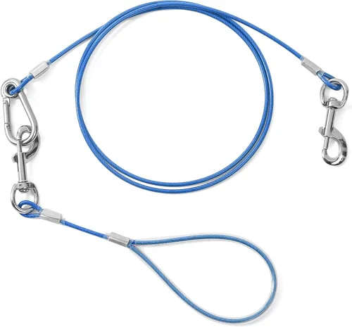 Miniatura 8 de Correa para perro a prueba de mordidas, cable de amarre de 5 pies con asa de correas cortas desmontables para perros, cable trenzado no masticable