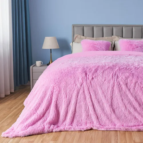 Miniatura 14 de GONAAP Manta de Tiro de Piel Sintética Mullida Tamaño Twin Rosa Claro Súper Suave Acogedora Felpa Mullida Lanuda para Sofá, Sillón o Cama
