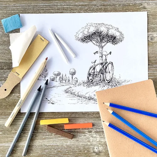 Miniatura 6 de ArtSkills Kit de bocetos, juegos de arte para adultos con juego de lápices y suministros de arte de carbón, lápices de sombreado para dibujar