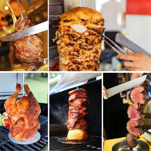 Miniatura 5 de Parrilla Vertical con Brocheta - Parrilla Vertical Removible de Acero Inoxidable para Barbacoa Brasileña - Perfecta para Bistec, Pollos Enteros