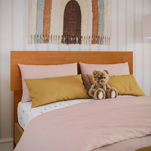 Miniatura 5 de AFI, Aria - Cama de plataforma moderna de perfil bajo de madera maciza, tamaño individual, color caramelo claro