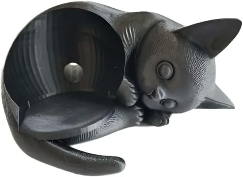 Miniatura 6 de Soporte impreso en 3D con forma de gato para Echo Dot 5ª generación, organizador de escritorio negro PLA+ compatible con Echo Dot 5, bonita