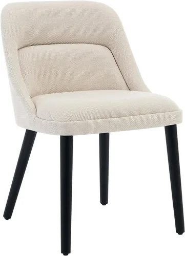 Miniatura 7 de GAOMON Juego de 2 sillas de comedor tapizadas de tela de lino con patas de madera, silla de comedor moderna para cocina, comedor, cafetería, sala