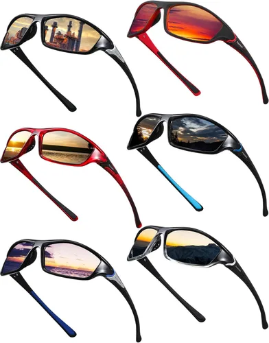 Miniatura 19 de Frienda Paquete de 6 Lentes de Sol Polarizados para Deportes para Hombre, Multipack, Se Ajustan sobre Lentes, Paquete de Lote, Set de Lentes
