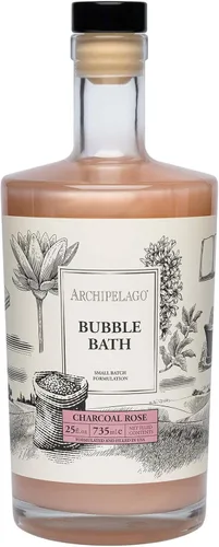 Archipelago Botanicals Baño de Burbujas de Lujo con Carbón y Rosa, Baño de Burbujas Hidratante y Suavizante, Desintoxica, Restaura y Calma Todos los