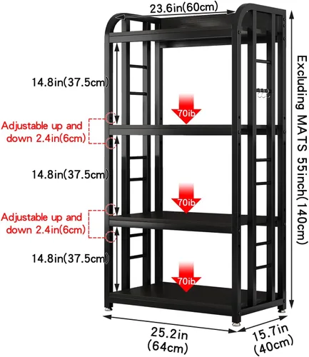 Miniatura 3 de Estante para panaderos de 4 niveles con altura ajustable, estante grande para hornear de cocina con estantes, soporte industrial para microondas