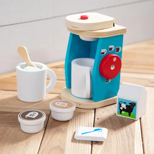 Miniatura 9 de Melissa & Doug Juego de cafetera de madera para preparar y servir de 11 piezas, accesorios de cocina, accesorios de cocina para niños, juego