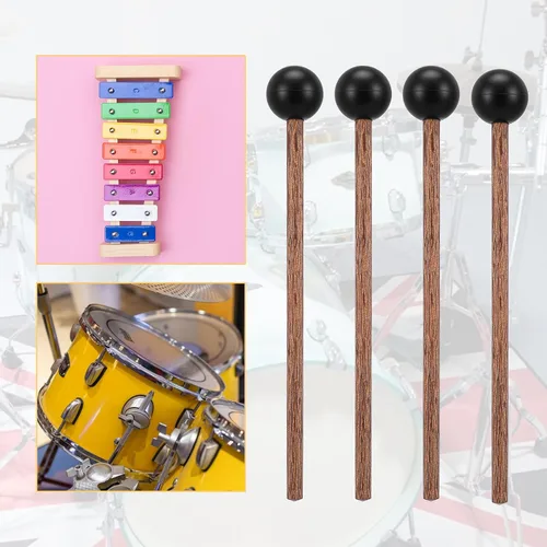 Miniatura 7 de 4 mazos de tambor de lengua de acero, palitos de tambor de goma pequeños de 5.9 pulgadas para xilófono, instrumentos musicales, mazo, mango