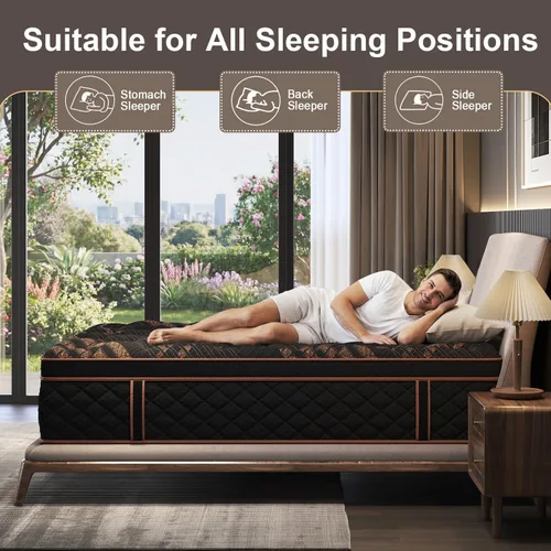 Miniatura 7 de Hybrid Mattress, Medium Firm Gel Memory Foam & Pocket Springs - Motion Isolation & Pressure Relief for Back & Side Sleepers, CertiPUR-US Certified