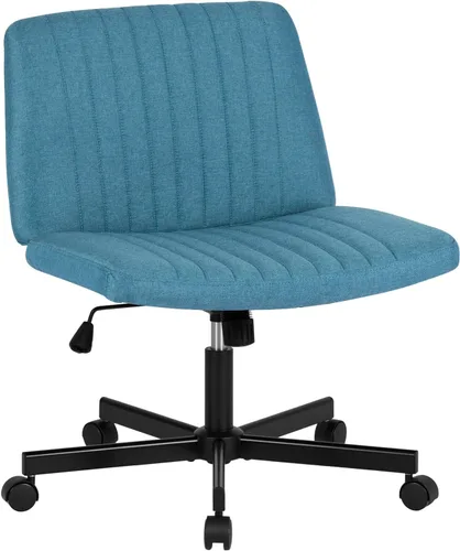 Miniatura 16 de PayLessHere Silla cruzada Rosa Silla de escritorio ancha y sin brazos sin ruedas Giratorio 360, altura ajustable y base de metal estable