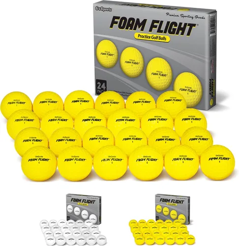 Miniatura 8 de GoSports Pelotas de golf de práctica de vuelo de espuma, elige blanco o amarillo, paquete de 24 pelotas de entrenamiento de vuelo limitado
