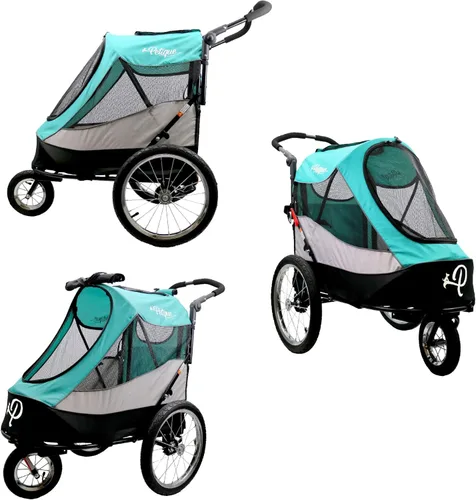 Miniatura 8 de PETIQUE Trailblazer - Carrito para perros para mascotas de tamaño mediano, cochecito ventilado para gatos y perros, turquesa