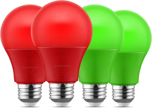 Miniatura 8 de Bombilla roja y verde, bombilla LED de color de 9 W (equivalente a 60 W), base E26, bombillas rojas de Navidad para camino, porche, Halloween