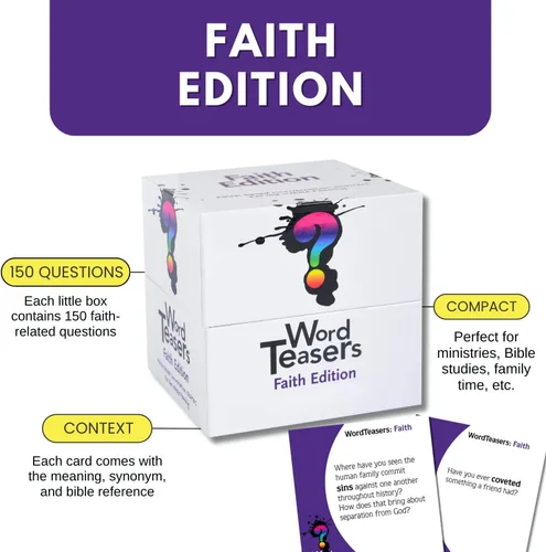 Miniatura 3 de ? WORD TEASERS Iniciadores de conversación basados en la fe - Juego de trivia bíblica que provocan el pensamiento para familias, juegos de la Biblia