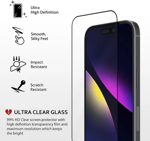 Miniatura 2 de iCarez Protector de pantalla de vidrio templado para iPhone 15 Pro Max de 6.7 pulgadas 2023 (paquete de 2) compatible con fundas, cobertura