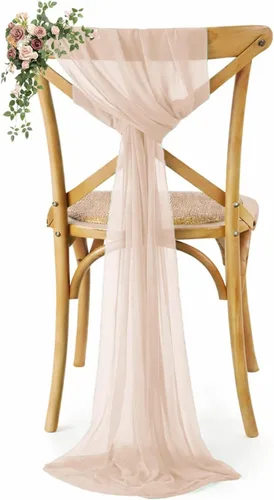 Miniatura 37 de VDS Paquete de 25, Rojo Manzana, Lazos de Gasa para Sillas con Bordado de Chiffon, Funda para Silla con Moño en la Parte Posterior, Ideal