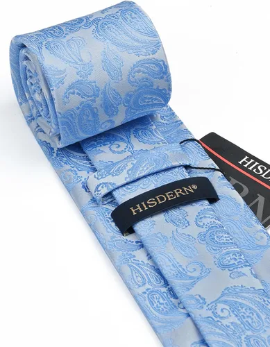 Miniatura 122 de HISDERN Corbatas para hombre, corbata de cachemira y bolsillo cuadrado tejido clásico floral para hombre, corbata de fiesta de boda