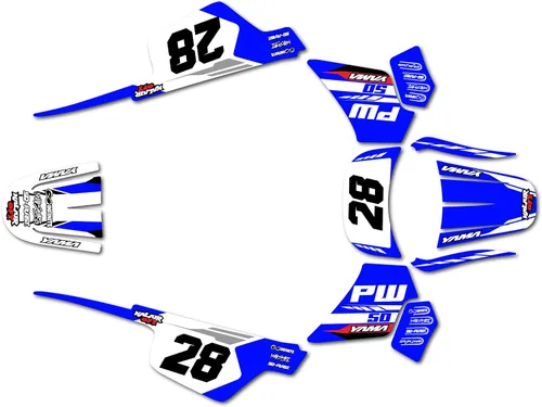 Kit de gráficos para Yamaha PW50 (1980-2023) Serie de Fábrica Azul 9 Mil-Dirt pegatinas de pit bike motocicleta, calcomanía de carreras de dirtbike