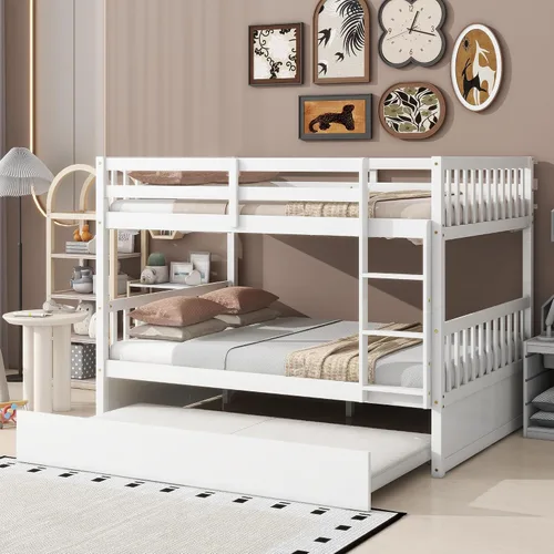 Miniatura 13 de Litera individual sobre individual con 2 cajones de almacenamiento, convertible en 2 camas (cama de plataforma y cama alta junior), cabecera