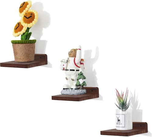 Miniatura 14 de Estante flotante pequeño, mini estante montado en la pared de 5 x 5 pulgadas, estante de madera rústica para dormitorio, sala de estar, baño, Gris