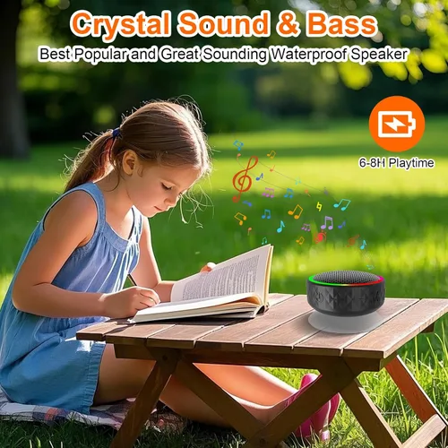 Miniatura 7 de Altavoz de ducha Bluetooth, altavoz inalámbrico portátil, ventosa, altavoz Bluetooth con luces RGB, sonido HD de 360°, compatible con tarjeta TF