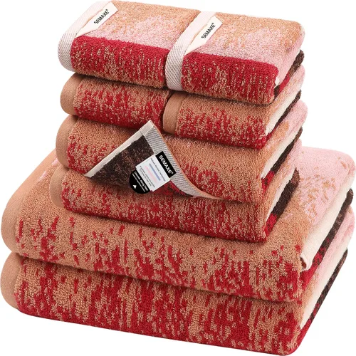 Miniatura 16 de SEMAXE - Juego de toallas de baño amarillas, 2 toallas de baño de lujo, 2 toallas de mano, 4 toallas faciales 100% algodón con bucles para colgar