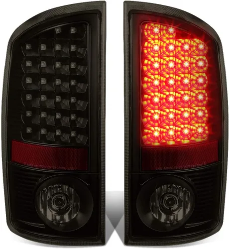 DNA MOTORING TL-DRAM07-LED-BK-SM Ensamblaje de luz trasera LED para lado del conductor y del pasajero [Compatible con 02-06 Dodge Ram 1500 2500