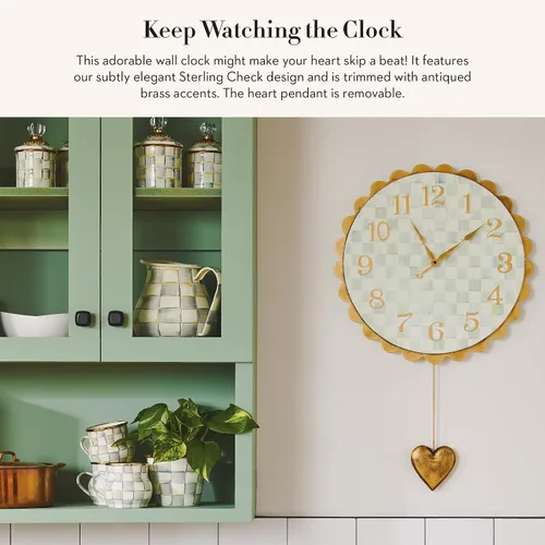 Miniatura 2 de MACKENZIE-CHILDS Sterling Check - Reloj de pared con colgante de corazón