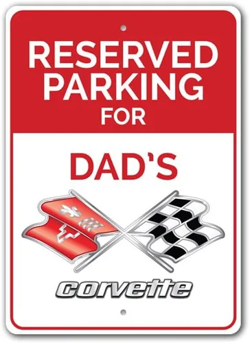 Cartel de estacionamiento reservado para Chevy Corvette, letrero de automóvil, letrero de metal para garaje, 8 x 12 pulgadas