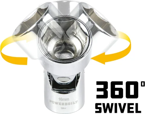 Miniatura 3 de Powerbuilt 641715 - Juego de llaves de vaso universal de 6 puntos, 0.394-0.748 in, acero al cromo vanadio, pulido de espejo, agarre Z-Drive, marcas