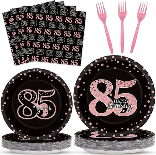 Miniatura 22 de 96 piezas de decoración de cumpleaños número 65 para hombres, platos y servilletas de papel para la mesa de pastel, suministros de mesa