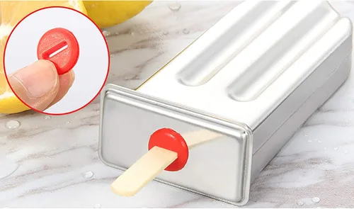 Miniatura 8 de Juego de 6 moldes de acero inoxidable para paletas de hielo, soporte para palitos de paletas de hielo con tapa, molde de helado con cepillo