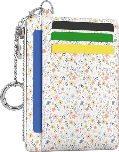 Miniatura 46 de Hancynir Cartera delgada para mujer con soporte para tarjetas de crédito RFID, pequeña mini funda para tarjetas con bolsillo frontal de PU, cartera