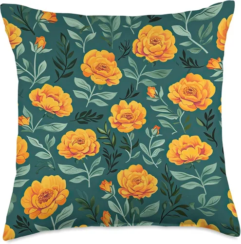 Miniatura 4 de Marigold Cute Flower Pattern Throw Pillow