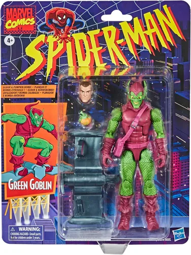 Miniatura 2 de Hasbro Marvel Legends Series - Figura de acción coleccionable de 6 pulgadas de Spider-Man, traje de Duende Verde, colección retro