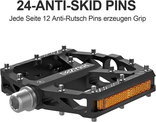 Miniatura 7 de MZYRH Pedales de bicicleta de montaña, pedales MTB, 9/16 pulgadas, antideslizantes, ligeros, de aleación de aluminio, pedales de bicicleta