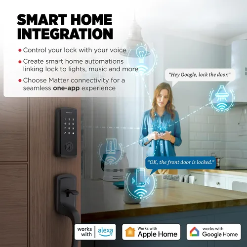 Miniatura 4 de Kwikset Halo Select Plus Cerrojo Inteligente de Pantalla Táctil Negro Mate Apple Home Keys Tap-to-Unlock, Wi-Fi y Matter Habilitado con Sensor